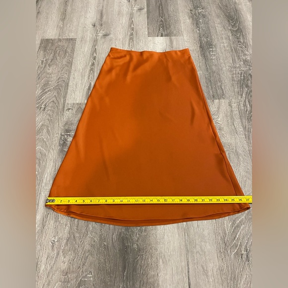 New Rachel Zoe Orange Satin Slip Skirt Size 8 - Picture 6 of 10
